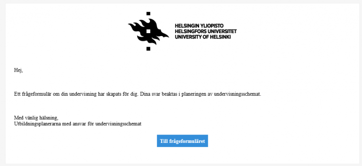 Bilden visar e-postmeddelande som du får efter ett formulär har skapats för dig och som innehåller länken till formuläret.