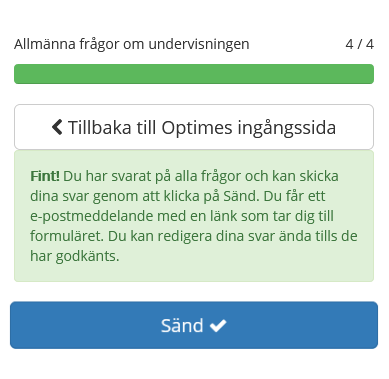 Bilden visar Sänd-knappen när alla delar är ifyllda.