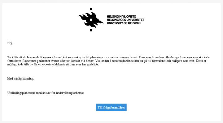 Bilden visar e-postmeddelande som du får efter du har skickat formuläret.