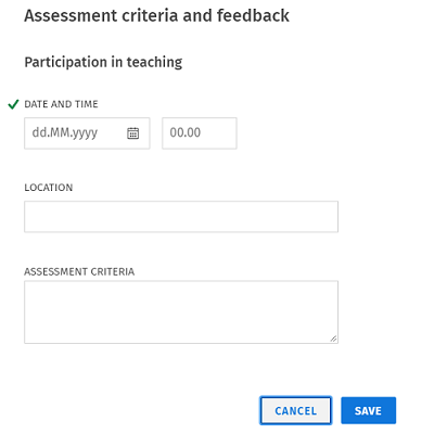Screen capture assessment criteria and feedback menu