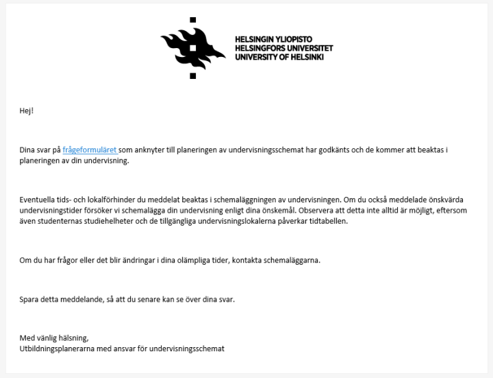 Dina svar har godkänts