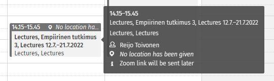 Screen capture of the detailed information of an event.