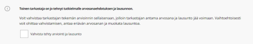 Ilmoitus toisen tarkastajan tekemästä arvosanalausunnosta e-thesis palvelussa