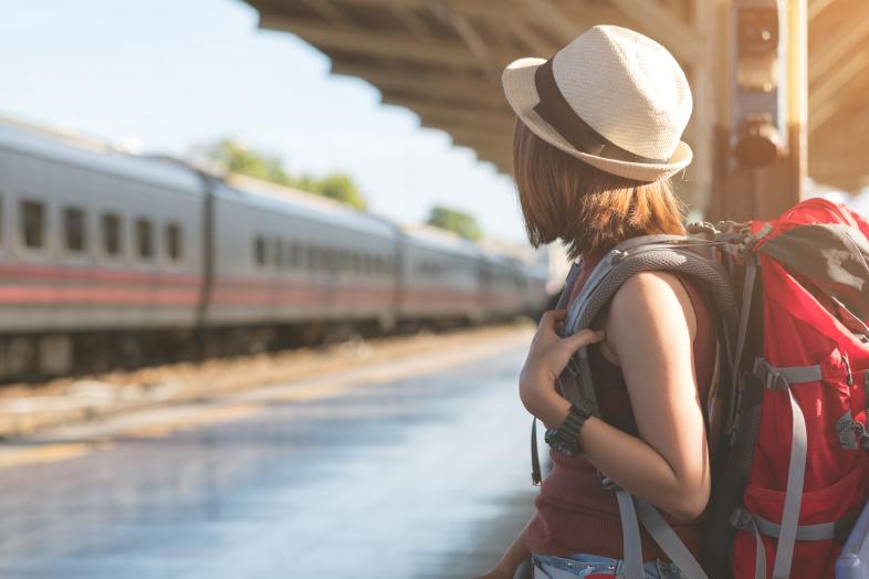 girl on a train station