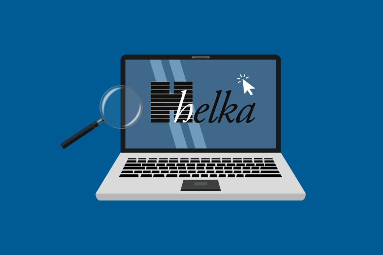 tietokone suurennuslasi teksti Helka
