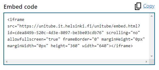 Embeded code in Unitube Uploader