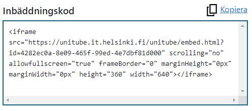 inbäddningskod i Unitube