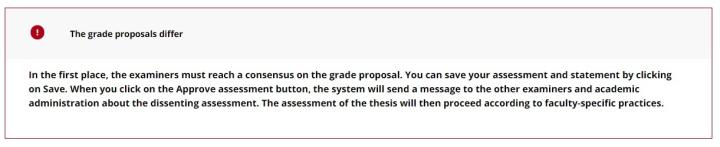 Screenshot of different grade proposals notification.