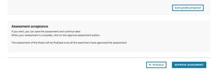 Save and approve assessment