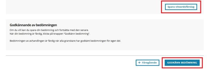 Godkännande av bedömningen