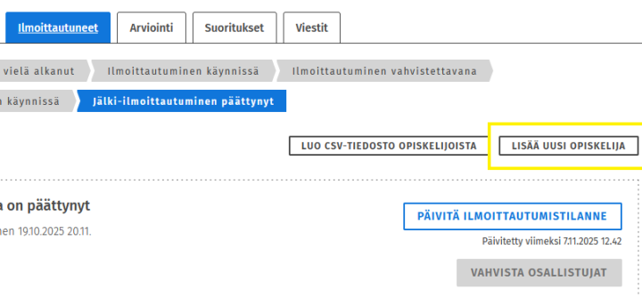 Lisää uusi opiskelija
